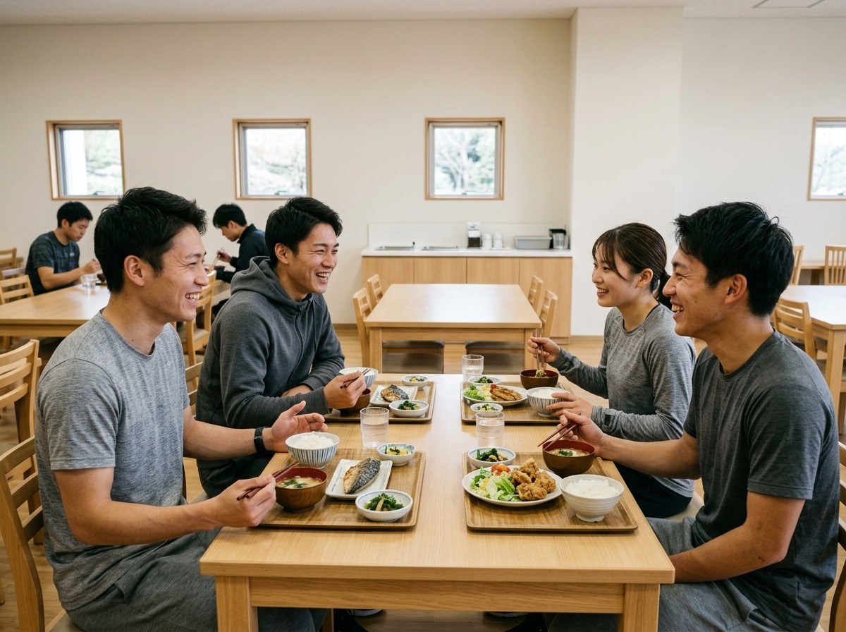 選手食堂の提供シーン